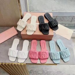 Pantoufles confortables en cuir pour femmes, sandales à la mode, Design avancé, pantoufles de grâce, rose et bleu, pour l'extérieur, promenade en bord de mer, plage