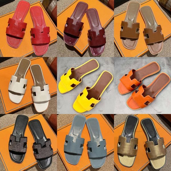 pantoufle designer dames oranne cuir appartements diapositives pour femmes cdaquettes sandales luxe mode luxe femme sandale inermes curseurs hermys hemers taille 35-42 sandales