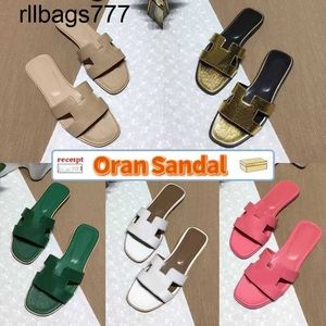 Diseñador de marca de moda de Slipper Oran Women Sandal Beach Solid Lychee Piel Metálica Lima Real Royal Dark Grey Caki Maroon Fonce
