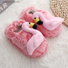 Pantoufle Mode Enfant Fille Pantoufles pour La Maison Intérieur Bébé Article Mocassins En Peluche Chaud Mignon Flamingo Enfants Petit Enfant Maison Chaussures Cadeau T230916