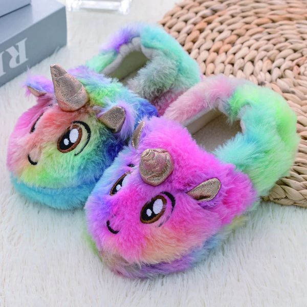 Pantoufle Mode Enfant Filles Pantoufles pour Hiver Garçon En Peluche Chaud Dessin Animé Animal Enfants Maison Chaussures Petit Enfant Maison Chaussures Bébé Articles 231206