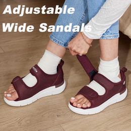 Slipper Fitville Womens Sandals Chaussures diabétiques Sandales plates Sandalias décontractés pour les pieds gonflés Arche Support Plantar Fasciitisl2404