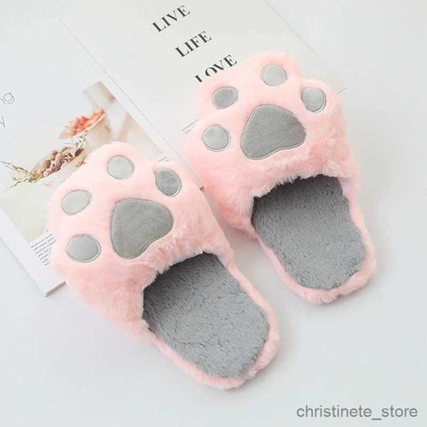 Slipper Fuzzy Felpa Zapatillas Gatos Pad Dibujos animados Animal Rosa Gris Oso P Negro Niñas Antideslizantes Zapatos de piso interior Niños Niñas Regalo de Navidad R231216