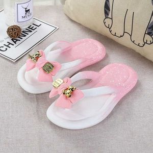 Slipper Girl Cartoon Bow Beach schoen Slippers Vrouwelijke zomer Kinderen Sandls Student Clip-on Slippers ouder-kind flip-flops schoenen