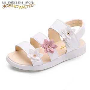 Slipper Girls Sandals Gladiator Flower Sweet Sluff Beach Zapatos de playa Summer Princesa Fashion Linda calidad de alta calidad Q240409