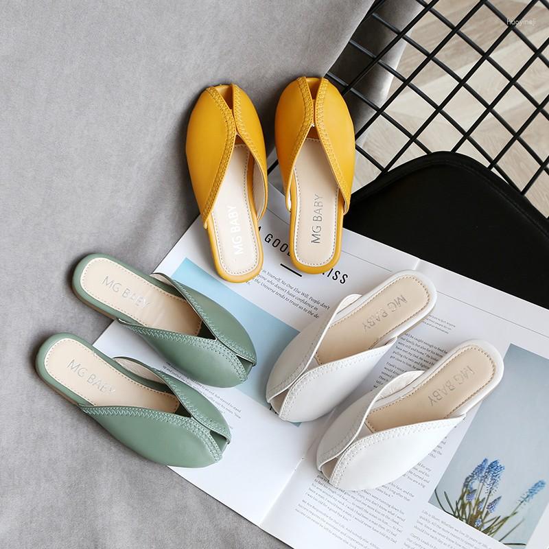 Slipper Girls Slippers 2023 Spring Summer Kids Simple Wide Pu Princess Indoor Home Square Toe Shoes Sandals Outside Girl Shoe