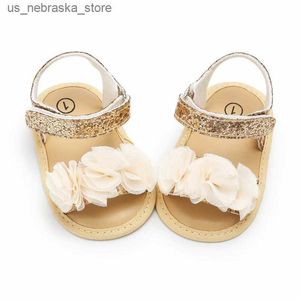 Slipper Jlong zomer pasgeboren babyschoenen meisjes kanten sandalen mode kleuterschool zachte zool niet-slip krib 0-18 maanden Q240409