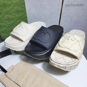 Slipper luxe ontwerper Sandaaldame slides Platform Wedge Rainbows zomer slippers voor dames mannen dames merken rubber damesglaasjes sandaal met lnterlocking g