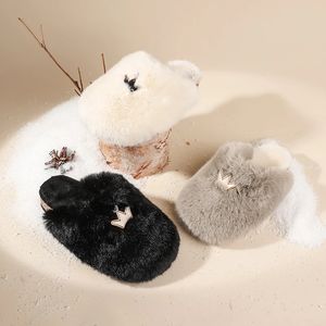 Slipper Luxe Konijnenbont Slippers Voor Meisjes Winter Dikke Pluche Zachte Kurk Muilezel Klompen Baby Kids Prinses Pluizige Slides Warme Thuis Schoenen 231020