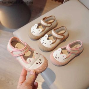 SLIPPER NIEUWE GIRL Princess Cotton Fabric Shoes Herfst en lente Childrens Cute Rabbit single ondiepe schoen appartement Q240409