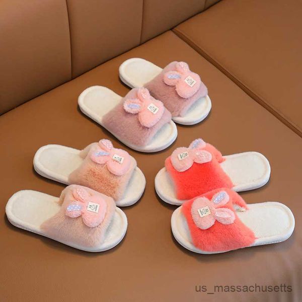Slipper Pantuflas 2023 Home Children's Shoe For Girl Rabbit Cotton Shoes Zapatos para niñas zapatillas de lujo Zapatos de peluche calientes R230815
