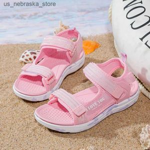 Sandals Sandals Girl Soft Sole Casual Shoes Fashion Princess New Flower Pink Flat Brand Anti Slip Beach Q240409