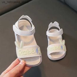 Sandales de pantoufle Enfants d'été pour filles mode coréen mignon lapin princesse chaussure douce semelle bébé chaussures enfants blanc plage sandalias Q240409