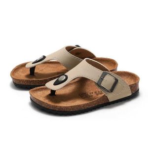 Slipper Zomer Jongens Omgedraaid Meisjes Ademende Sandalen Nieuwe Leren Kinderschoenen Kinderstrandschoenen Meisjes Kurk Slippers 22-39 J240228