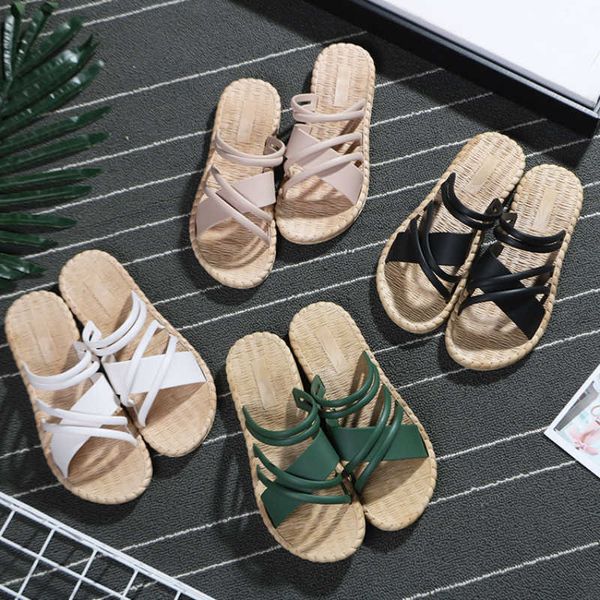 Zapatilla novedad de verano, zapatillas de mujer de estilo cruzado de comercio exterior transfronterizo, prendas de vestir a la moda, zapatos de playa, sandalias para mujer