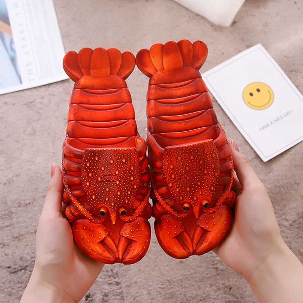 Pantoufles d'été Pantoufles pour hommes et femmes Pantoufles de homard de dessin animé pour enfants Pantoufles de plage d'écrevisses étranges Tongs de pêche animale pour garçons