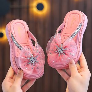 Slipper Sweet Princess Shoes s Bow with Snow Enfants Pantoufles pour Filles PVC Appartements Antidérapant 2023 Enfants Intérieur et Extérieur 230613