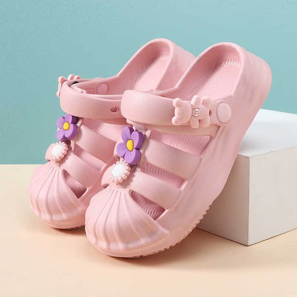 Zapatillas blancas para niñas, zapatos de verano para niños, zapatillas de playa suaves, zapatillas bonitas impermeables a la moda, sandalias, chanclas para niña