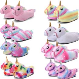 Zapatilla de invierno para bebés para bebés unicornios de animales zapatillas de dibujos para animales kigurumi pijama zapatos de interior niños 230814