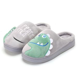 Zapatilla Invierno Dinosaurio Suave Zapatillas Niños Niño Niña Flip Flop Bebé Niños Piel Diapositivas Algodón Zapatos de interior Casa cálida y esponjosa Niños 221121