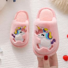 Slipper Winter Kids Home Slippers Mooie Eenhoorn Jongens Cartoon Katoenen Slippers Antislip Zachte Comfortabele Vloerschoenen Voor Binnen Voor Meisjes 231102