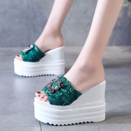 Zapatillas 12CM Sandalias ultra altas para mujer Plataforma Cuñas Tacones Creepers Causal Comfort Mujer Chanclas Chanclas