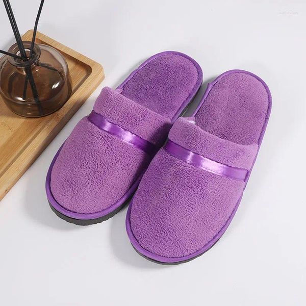 Zapatillas 1 par Coral Fleece Hombres Mujeres El Algodón Diapositivas Inicio Viaje SPA Zapatilla Hospitalidad Cómodos Zapatos Invitados