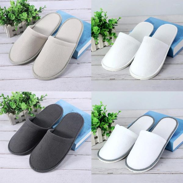 Zapatillas 1 par Inicio Desechable Soft Spa El Zapatos Planos Flip Flops Cerrado Toe Interior Hombres Mujeres Uso de invitados Hogar