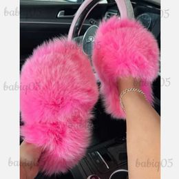 Pantoufles 2.0 en fourrure de renard, en PVC, véritable pelucheux, raton laveur, marron, multicolore, diapositives en fourrure de peluche, Y2k, couverture des orteils, babiq05