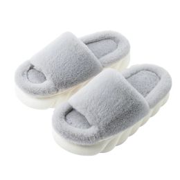 Slippers 2022 Fluffy Furry épaisse plate-forme de maison Femme Femmes Fémers Winter Warm Boe Open Toe Tapis à glisses Flip Flip Chaussures de coton extérieur