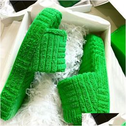 Pantoufles 2022 Vert Hiver Marque Femmes Pantoufle Mode Fourrure Diapositives Haute Qualité Semelle Souple Confort À Bout Ouvert Maison Flops Drop Delivery Dhwby