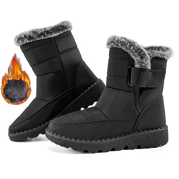 Slippers 2022 Nouvelles femmes Bottes de neige imperméables Chaussures rembourrées de la cheville feme