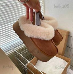 Slippers 2023 Australië nieuw patroon Australische klassieker met dikke zolen Warm houden Heren Dames Mini Half Sneeuw Winter Vol bont Pluizige harige satijnen enkellaarzen babiq05