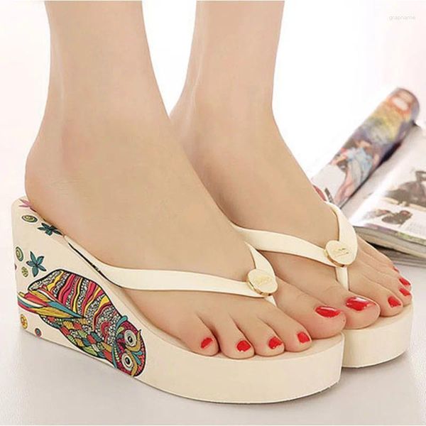 Pantoufles 2023 confortable plate-forme compensée 11cm talon incliné chaussures pour femmes tongs d'été sandales à talons hauts coréens
