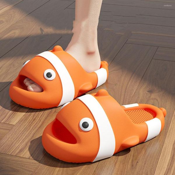 Pantoufles 2023 EVA Bottom Summer Funny Fish Modeling Outdoor Chaussures Pour Femmes Enfants Hommes Couple Dessin Animé