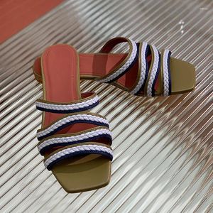 Pantoufles de luxe de bonne qualité pour femmes, chaussures plates colorées, Design de marque, sandales d'été pour dames, 2023