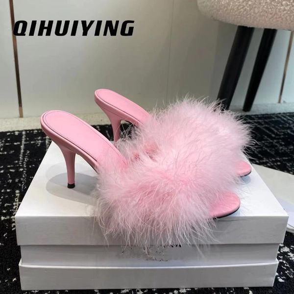 Slippers 2024 Arrivée Novelty Morden Stiletto Ladies Mariage Banquet de mariage femme faite à la main Desinger Zapatos de Mujer