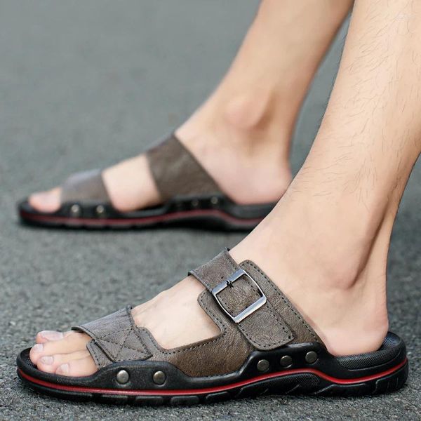 Zapatillas 2024 zapatillas de caminata de verano para hombres sandalias para adultos de cuero suela de corcho de alta calidad de alta calidad