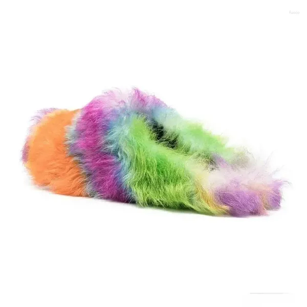 Slippers 2024 Fashion Wool Mop Flat Mix Couleurs