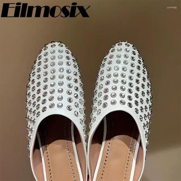 Zapatillas 2024 Runway Luxury Rhinestone Ballet Flat Mujeres Cerrado Toe Medio Exterior Lazy Casual Mules