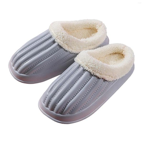 Pantoufles 2024 coton imperméable pour les couples hiver chaussures confortables moelleuses chaudes antidérapantes maison intérieure