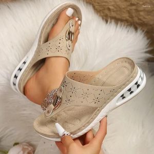 Slippers 2024 Wedges Casual For Women Summer Fashion Med Heel Ladies Shoes Outdoor Daily Walking Flip Flops Women's