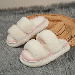 Slippers 2024 Femmes simples à la mode en peluche confortable maison épaissie des semelles molles épaissies