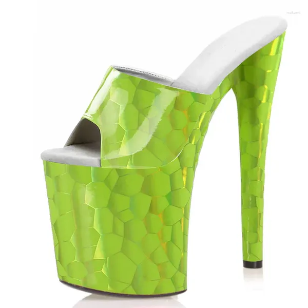 Zapatillas 20 cm Plataforma verde Club nocturno Fiesta Sexy Fetiche Pole Dance Modelos altos Mujeres Stripper Tacones Open Toe