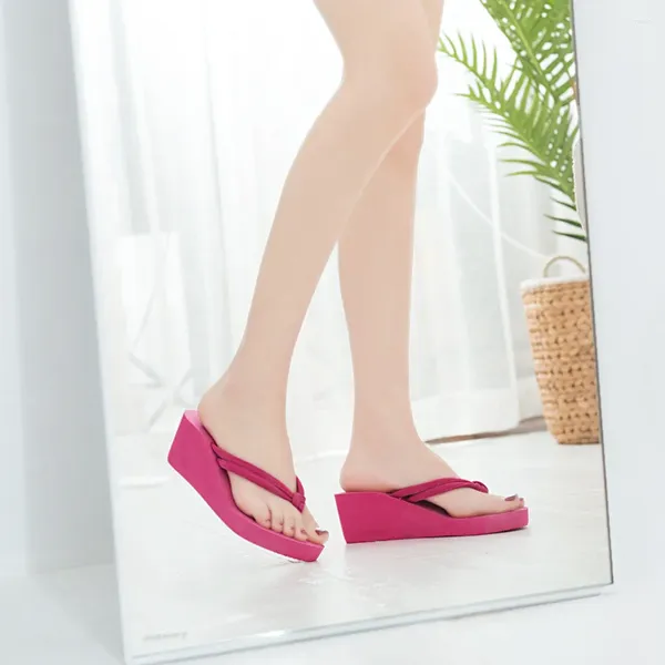 Slippers 25 # plates-formes de talons pour femmes solides non glissages basses toppantes talte talons cales de plage sandales de plage pour 2024