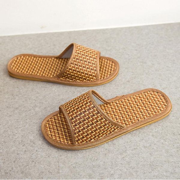Zapatillas 25 # Moda para hombre para mujer Parejas unisex Caña Hogar Zapatos de interior Inicio Paja Verano Sandalias de bambú y