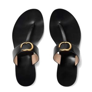 Slippers 35-42 en cuir authentique Summer Summer Sunny Flip Flat Sliders Noir blanc 10a Mule