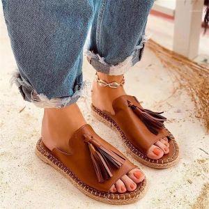 Slippers Amazon Women's Shoes Summer Product Explosiemodellen Women Fashion Wear Tassel -touw sandalen