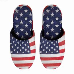 Slippels Amerikaanse vlag (7) Warm katoenen slippers voor mannen dikke zachte zachte niet-slip donzige schoenen indoor huis slippers clapper 240506