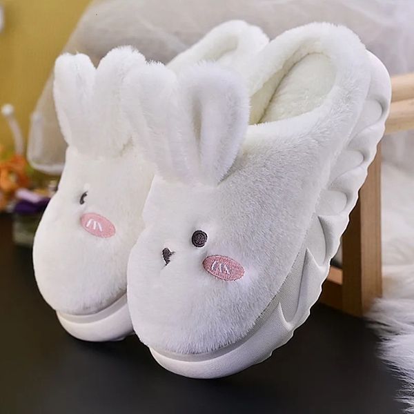 Zapatillas Antovo Zapatillas de algodón para mujer Precioso conejo suela gruesa zapatillas térmicas zapatos de interior para el hogar Zapatillas de invierno para mujer 231212